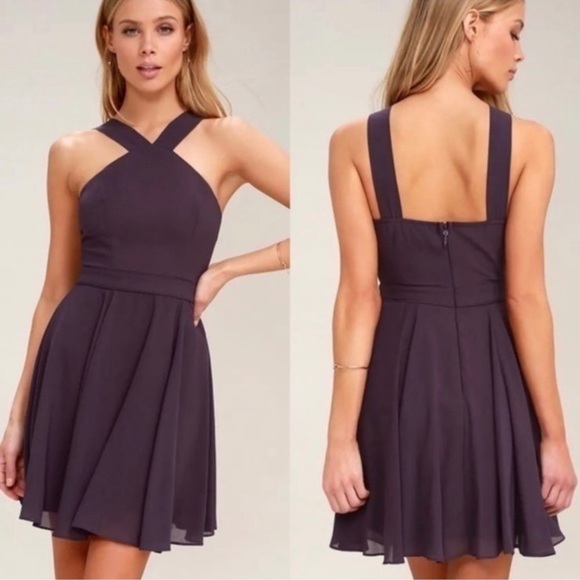 Lulus Forevermore til the end of time dusty purple skater dress # 394122 - Picture 2 of 7